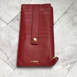Lodis Crimson Leather Wallet with Gold Accents